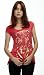 Curve Appeal Short Sleeve Handkerchief Hem Jersey Top with Lion Head Print