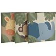 Kids Line Jungle 123 Canvas Wall Art 3 Piece, Brown