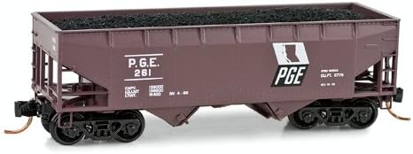 Micro Trains N Scale 33' Twin Bay Hopper with Coal Load, Pacific Great Eastern #261