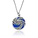 Sterling Silver Marcasite & Blue Epoxy Swirl Pendant, 18"