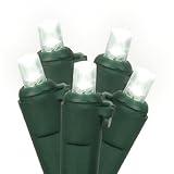 Set of 100 LED Pure White Wide Angle Christmas Lights - Green Wire