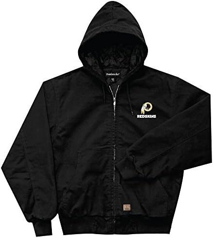 NFL Washington Redskins Cumberland Canvas Quilt Lined Hooded Jacket, Black, Medium