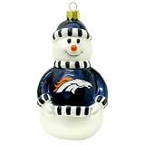 NFL Denver Broncos Blown Glass Snowman Ornament