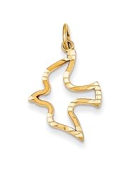 14k Yellow Gold Satin & D/C Dove Charm. Metal Wt- 0.64g