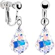 Sterling Silver Austrian Crystal Aurora (April) Baroque Dangle Clip Earrings