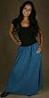 Full Length Rayon Skirt with Pockets - Blue