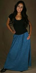 Full Length Rayon Skirt with Pockets - Blue