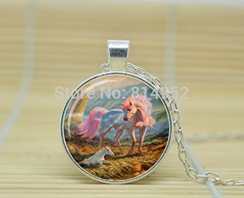 VintaStore Art Glass Necklace Unicorn Pendant Unicorn Necklace Unicorn Jewelry Fantasy Style Art Gift A2139