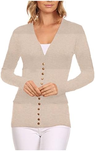 Snap Button Cardigan (Small, Oatmeal)