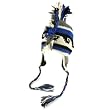 100% Wool Winter Nepal Mohawk Knit Fringe Fleece Lined Trapper Ski Cap Hat Blue