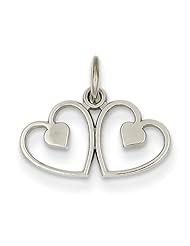 14k White Gold Double Heart Charm