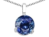 1.20 cts Genuine Round Solitaire Sapphire Pendant - 14kt White or Yellow Gold