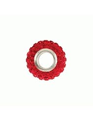 Roundel Bead with Pave Red Crystals
