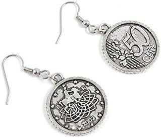 2 Pairs Jewelry Making Antique Silver Tone Earring Supplies Hooks Findings Charms U0NF3 Euro Coin