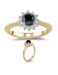 0.53-0.58 Cts Black & White Diamond Cluster Ring in 14K Yellow Gold