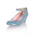 Carol Shoes Fashion Women's Sweet Buckle Ankle-strap Elegance Wedge Mid Heel Mary Janes Shoes