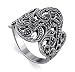 .925 Sterling Silver Marcasite Band Filigree Floral Ring