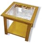 Oak Glass Top End Table With Deer Etched Glass - Deer End Table Furniture - Unique Deer Gift Ideas - Fully Assembled - 22" x 22" x 20" high