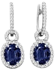 3.56Ct Oval Sapphire & Diamond Hoop Earrings 18k Gold