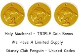 Three (3) Disney Club Penguin Code Gold Coins to Unlock Six(6) Treasure Book Items
