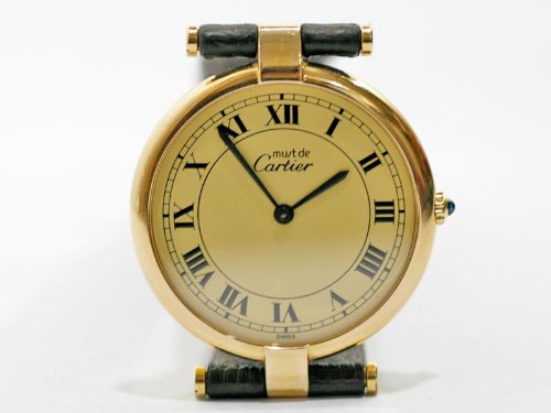 Vintage/Antique watch: Pre-owned Men's Cartier Watch Vermeil Champagne Dial Swiss Quartz Movement 1990's