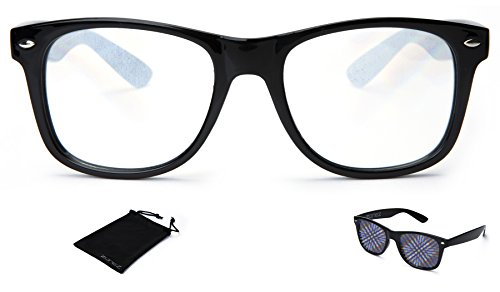 Zonez premium black diffraction glasses clear lens with…