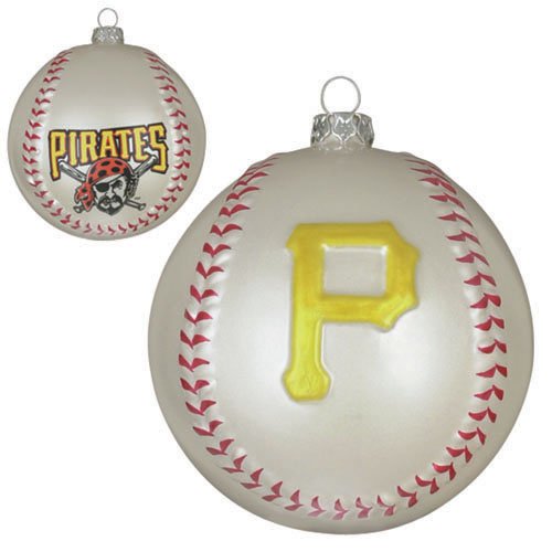 Pack of 2 MLB Pittsburgh Pirates Glass Baseball Christmas Ornaments