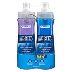 Brita Sport Water Filter Bottle, Twin Pack, Navy Blue and Violet, 20 Ounce