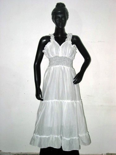 Newage India Cotton White Sundress Boho Dress S-xl