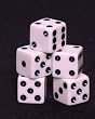 Koplow Set of 5 Loaded Dice 1-3-5 & 2-4-6, Opaque White with Black pips