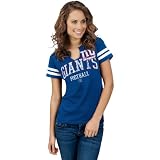 NFL Women's New York Giants Go For Two Short Sleeve Split Crew Neck Tee (Stadium Blue/White, Medium)