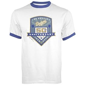 Majestic L.A. Dodgers White 50th Anniversary T-shirt