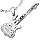 New Men's Stainless Steel Love Guitar Pendant & Free Chain - Length 60cms