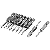 uxcell　マイナスドライバービット　金属　50mm長　シルバーグレー　1/4インチ六角シャンク　10個入り