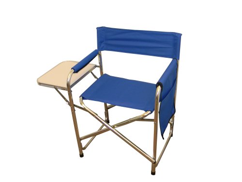 Folding Aluminum Directors Chair with Side Table and Storage-BLUE