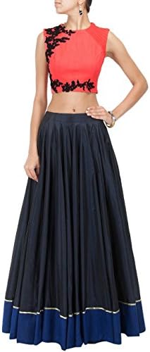 Fabboom New Orange Floor Touch Embroidered Designer Lehnga