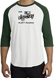 Ford Trucks MODEL T RUNABOUT Classic Automotive Adult Raglan T-shirt - White/Forest