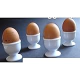 1 X Egg Cups Set 4 PC Poached Hard Boiled Breakfast White Save Kitchen Hot Food New