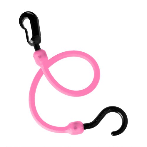 The Perfect Bungee 18-Inch Fixed End Bungee Cord with Nylon Hook and Clip, Pink