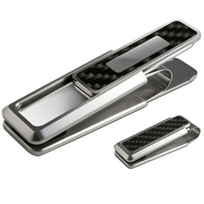 Black Carbon Fiber M-Clip Stainless w/Black Carbon Fiber Money Clip