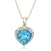 10k Yellow Gold, December Birthstone, Blue Topaz and Diamond Heart Pendant