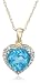 10k Choice of White or Yellow Gold, December Birthstone, Blue Topaz and Diamond Heart Pendant