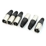 uxcell 　オーディオコネクタ　マイクスピーカアンプ用　65mm　3Pオス 　XLR 　プラグブラック　6個入り