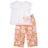 Carter's Toddler Girls 2 Pc Pajama Set Orange and Pink Elephants (2t)