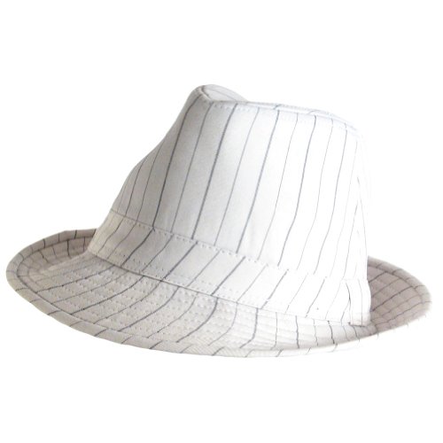 White Pinstripe Fedora Hat