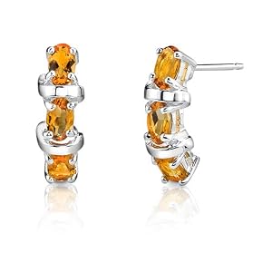 Buy 1.25 Carats Oval Cut Citrine Earrings in Sterling Silver by Peora