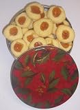 Gourmet Food : Scott's Cakes 1 lb. Apricot Butter Cookies in a Holly Tin