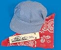 Little Train Conductor Engineer /pretend play dress up gift Set - engineer hat, red bandanna and wooden train whistle set!