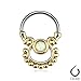 Gold-Tone Septum Clicker Hinged Hanger Nose Ring Hoop Cartilage Indian Simulated White Opal 3/8