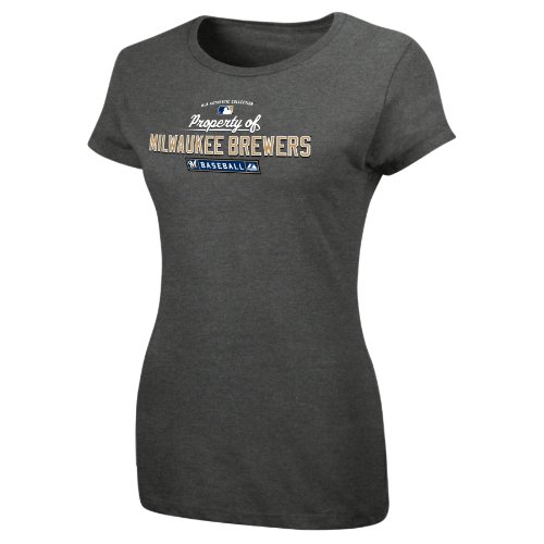 MLB Milwaukee Brewers Women'S Short Sleeve Crew Neck Tee (Pro Carbon Heather, Medium)